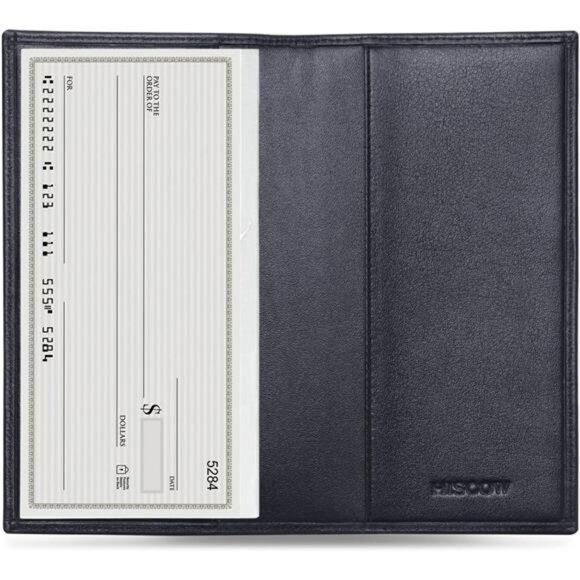 HISCOW Minimalist Checkbook Cover - Full Grain Leather - Picture 1 of 8